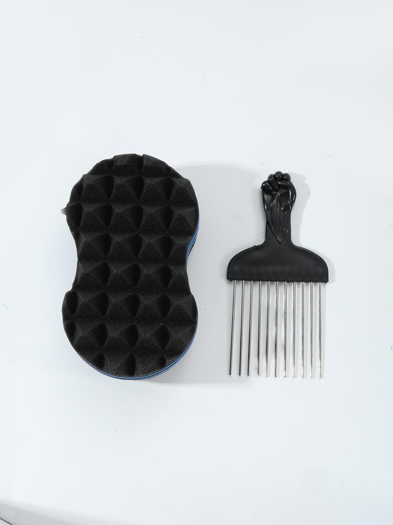 2pcs/set of  professional hairdressing tools set African roll sponge hair salon curly hair fork comb Special for real hair wigs