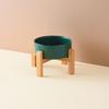 Raised Pet Bowl Bamboo Stand Neck Protective Non-Spill Non-Slip Food Water Feeder for Cats Dogs Pet Supplies