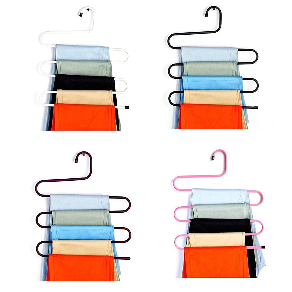 S Shape Trousers Pants Hangers Scarf Towel Rack Hanger Closet Organizer Space