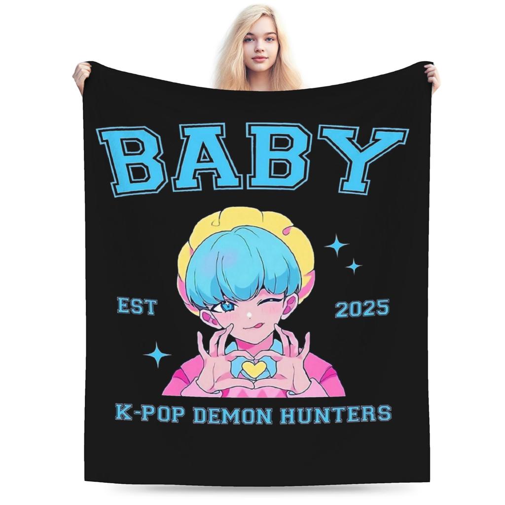 BABY Saja Boys Kpop Demon Hunters Game Plush Blankets Boy Girl Flannel Bedding Throws For Living Room Warm Soft Custom Bedspread
