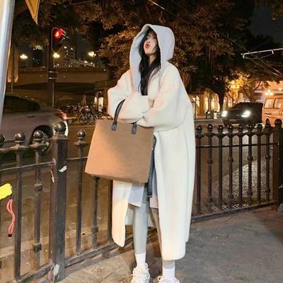 Contrasting Color Fake Two-piece Sweater Women's Autumn and Winter Medium and Long Knee-length Loose Cardigan Jacket
