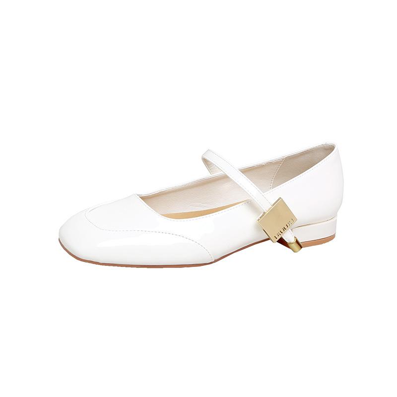 

Весна 2025 новые туфли Мэри Джейн с квадратным носком женские с ремешком на подъеме вечерние нежные красные на толстом каблуке одинарные женские туфли 40