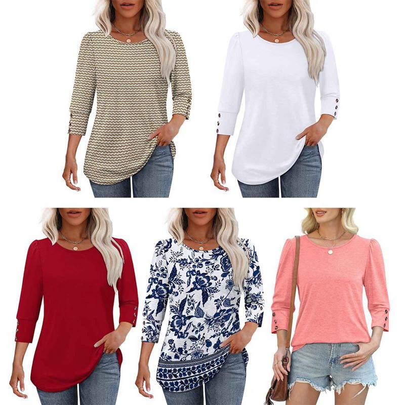 

Women 3/4 Sleeve Round Neck Shirt Top L