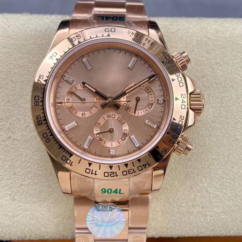 Reloj Mecánico Automático Laodijia Serie Daytona 40mm Oro Rosa para Hombre Panda