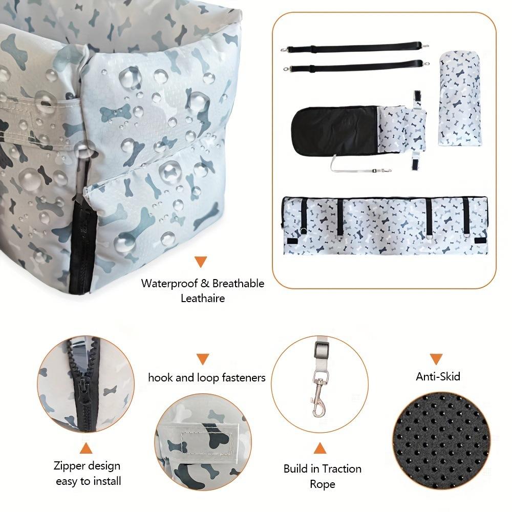 Pet Dog Car Seat Adjustable Straps Central Control Nonslip Dog Beds Safe Car Armrest Box Kennel Bed for for Medium Small Sized Puppy Cat Dog