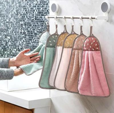 New Coral Velvet Hand Towel Hanging Absorbent Towel Thickened Kitchen Hanging Towel Cleaning Rag Dish Towels 2025