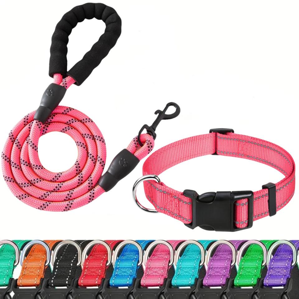 Hundeleine mit Halsband, Langlebige einziehbare P-Seilleine für mittelgroße bis große Hunde, Robuste Trainingsleine zum Spazierengehen