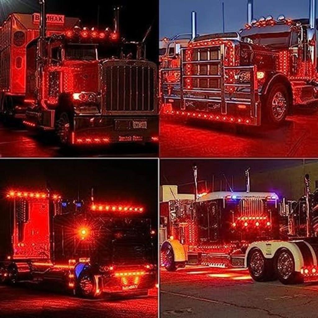 APSMOTIV 10-PCS Led Marker Lights Trailer 24V Trailer Red Chicken Lights for Semi Trucks Freightliner Cargo Marker Lights Universal Fit