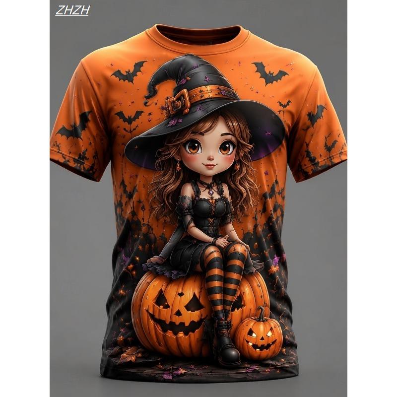 Halloween Women's T Shirt Print Graphic Halloween Vintage Stylish Casual Short Sleeve Crew Neck Regular Top Casual Daily Weekend