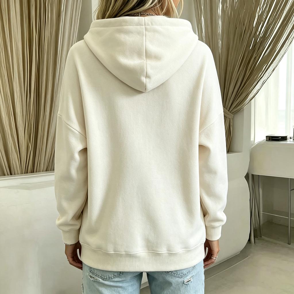 Women's Casual Color Loose Fit Long Sleeve Hoodie Pullover Top