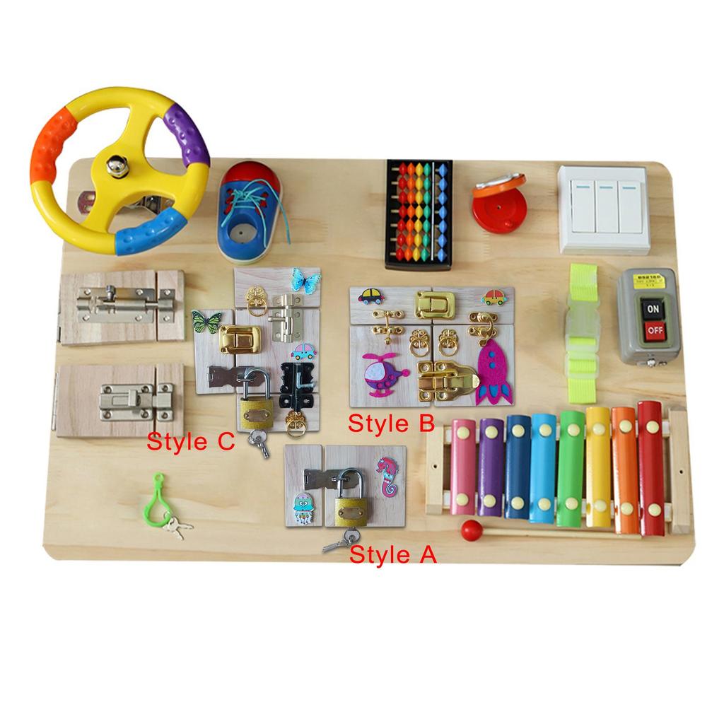 Montessori Child Busy Board DIY Parts latches and Doors Sensory Board Educational Toys for Boys