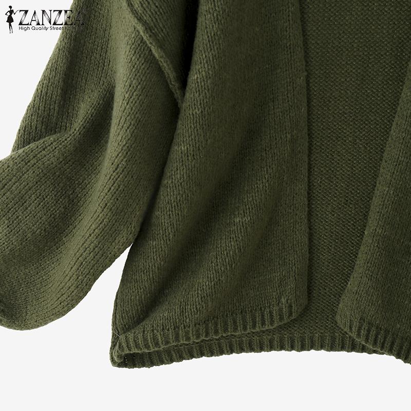 ZANZEA Winter Autumn Women Long Sleeve Open Front Casual Loose Knitted Sweaters Cardigan