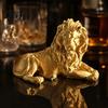 Modern Desktop Ornament Golden Lying Lion Resin Figurine, 3D Printed Recumbent Statue, Sculpture for Office Desk Bookshelf Wine Cabinet Tabletop