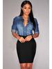 Vintage European-American Style Long-Sleeve Denim Shirt for Women