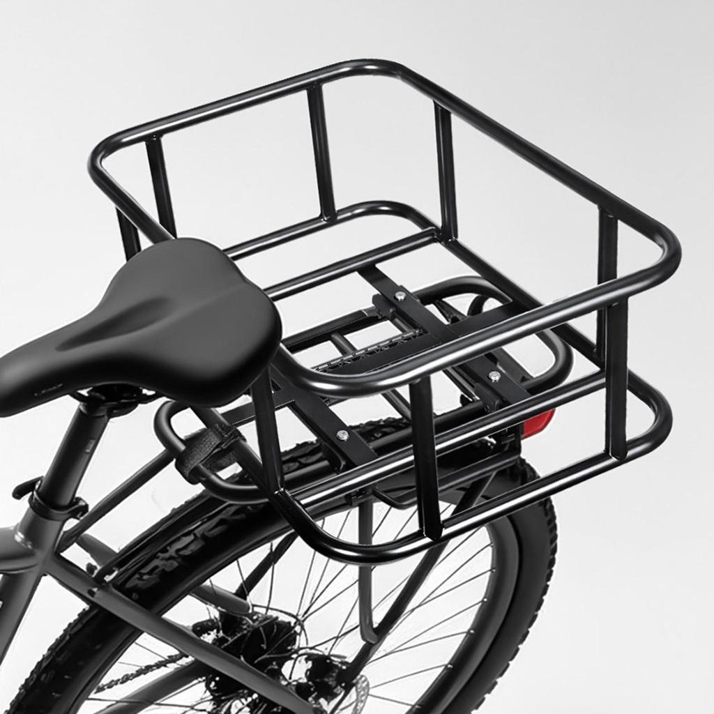 Black Metal Rear Bike Cargo Basket Practical with Quick-Release