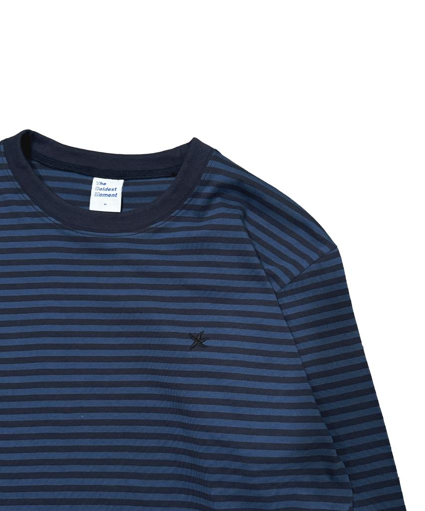 IL MOMENTO PIÙ FREDDO Tcm Logo Mini a Strisce Manica Lunga (Blu/Navy)