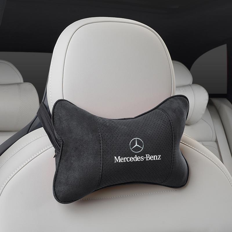 

1Pcs Car Seat Headrest Auto Logo Neck Spine Protection Pillow For Mercedes Benz AMG Smart W205 C300 W203 W206 W108 W124 W126