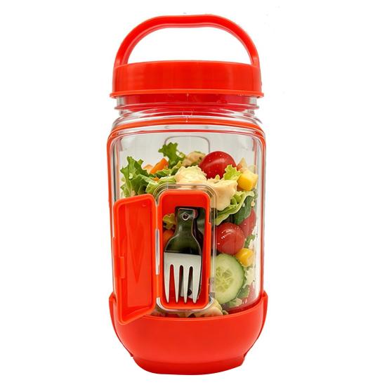

Salad Jar with Vertical Layering Dressing Cups with Leak-Proof Safety Lid Keeps Salads Fresh And Crisp Container for Meal Prep Lunch оранжевый