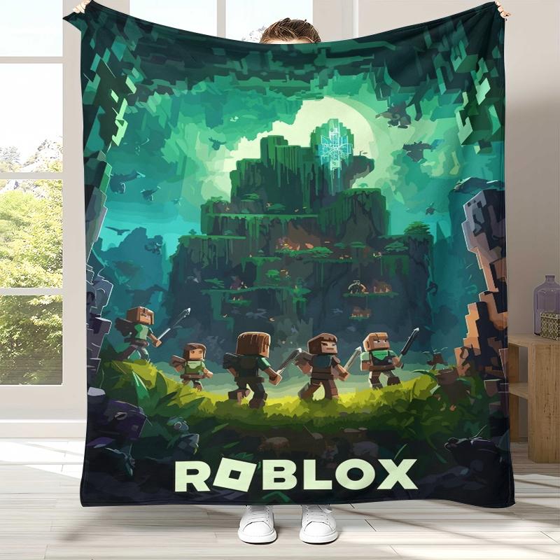 Game R-Robloxs Cartoon Flannel Blanket,Ultra Soft Warm Plush Throw for Home Bedroom Bed Sofa Cover Office Camping Picnic gift