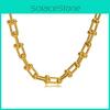 Élégant collier en forme de U inspiré de Savi en acier titane plaqué or luxueux pour les occasions mode