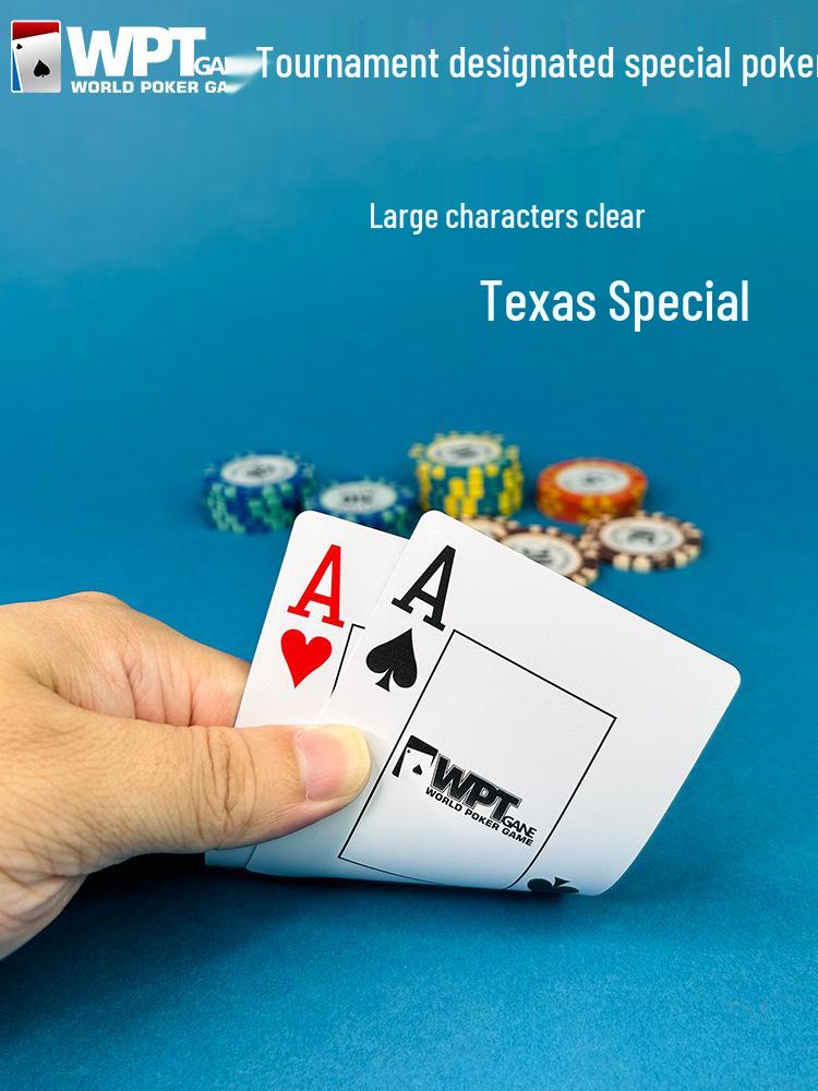 WPT Texas Hold'em Poker Waterproof Large Print Frosted PVC Playing Cards - Durable, Fold-Resistant, Customizable