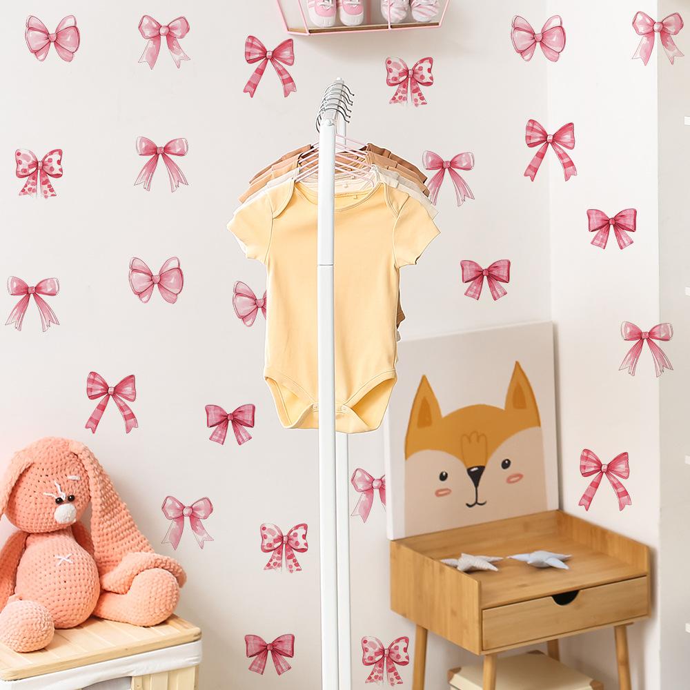 Cartoon Pink Bow Bedroom Living Room Home Wall Background Beautification Decoration Wall Stickers