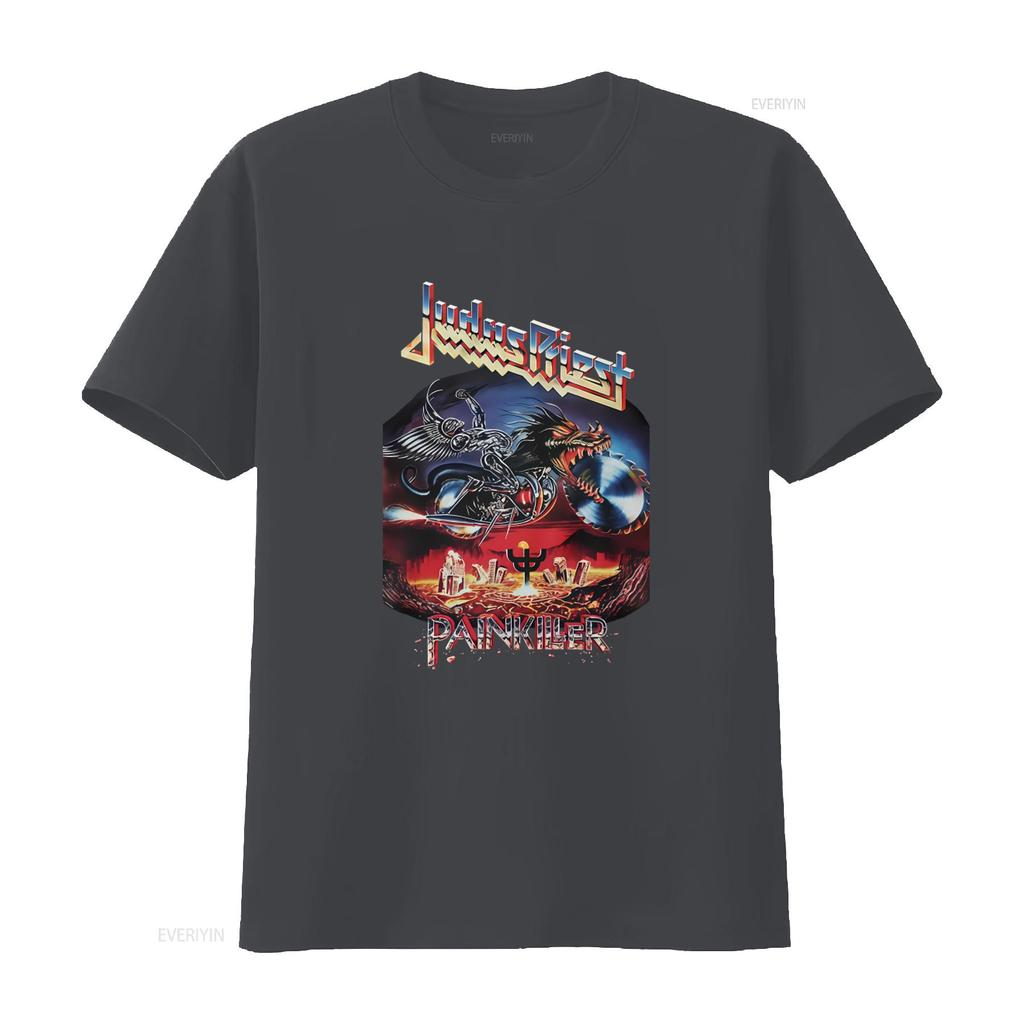 Heavy Metal Band Judas Priest Painkiller Cotton T Shirt for Men Rock Music Fans vintage Washed Stylish Versatile Soft homme