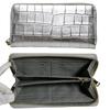 Bercute Silver Embossed Crocodile Leather Long Wallet for Men and Genuine Crocodile Alligator Round Large Popular Women, Leather, Leather, Leather,