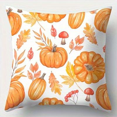 Heimdeko Herbstkürbisse Mit Schleife Druck Kissenbezüge Muster Kissenbezug Geeignet Für Sofa Schlafzimmer Auto Kissenbezug