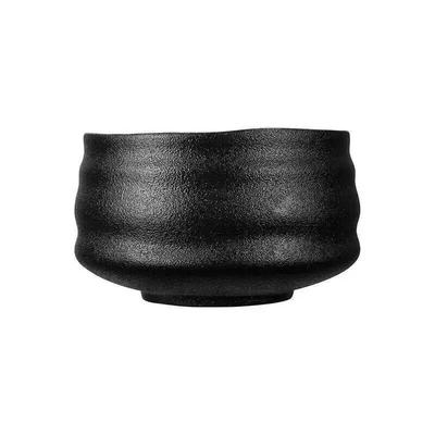 Elegante Rohe Mattschwarze Keramik Chawan Ofen Glasierte Handgefertigte Japanische Matcha Schale Bambus Schneebesen Halter Löffel