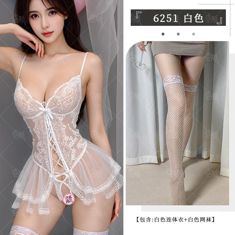 Zimei erotic underwear women's lace nightdress sexy open crotch suspender pure desire hot passion free suit