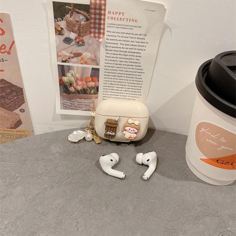 Airpods 1 /2/3 Generation Shell Pendant Girl Coffee Bluetooth Headset Case Protective Case Airpods Pro Silicone