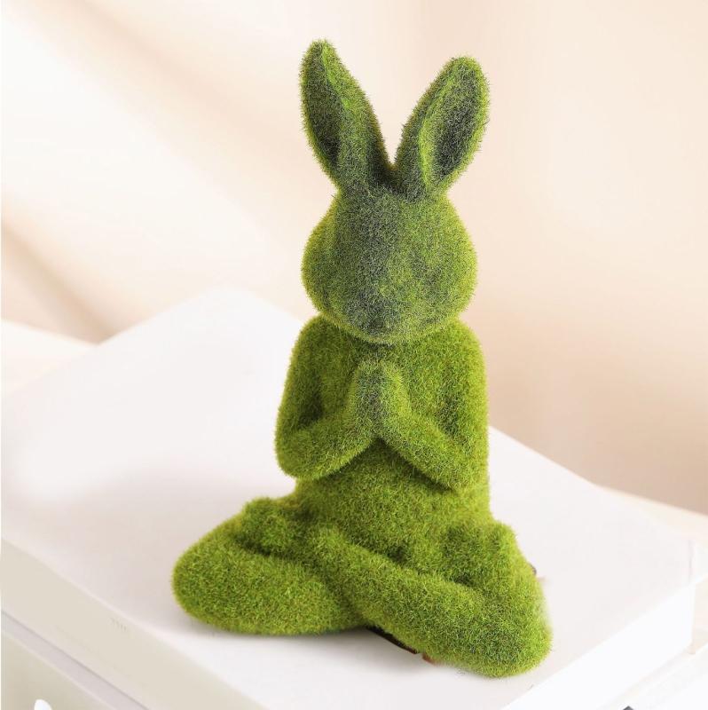 Unique Flocking Rabbit Statues Display Easters Rabbit Flocking Statues Decoration for Outdoor Garden and Indoor Display