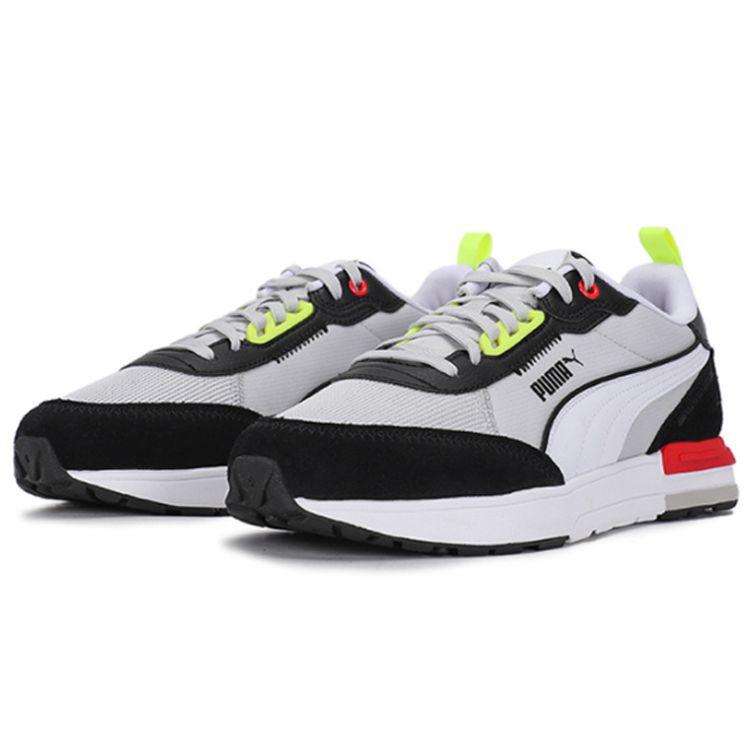 Puma R22 Casual Black White Red Unisex Lifestyle Shoes 383462-03
