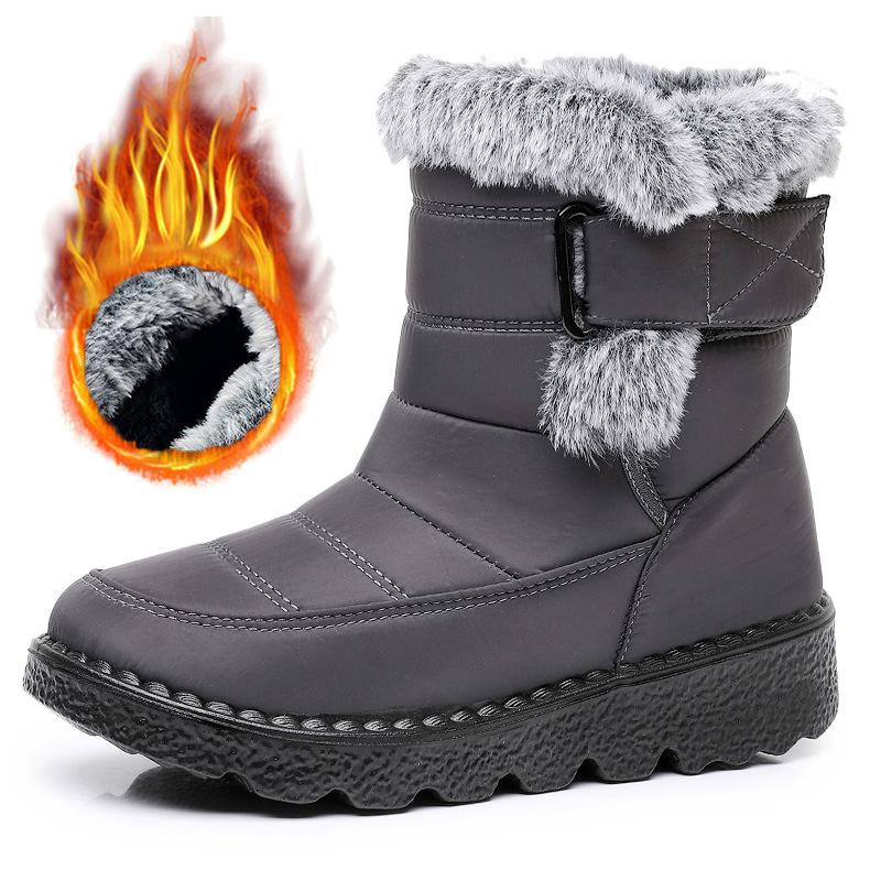 Winter snow boots thick-soled high-top large-size cotton shoes velvet warm Velcro outdoor waterproof cotton shoes