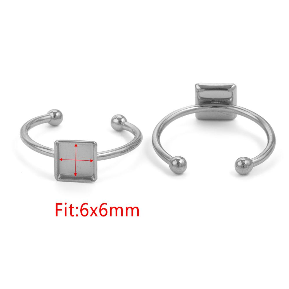 10 Stück Verstellbare Edelstahl Offene Ringfassungen Leere Basis Fassung Cabochon Ringe Für Schmuckherstellung DIY Fingerring Leere