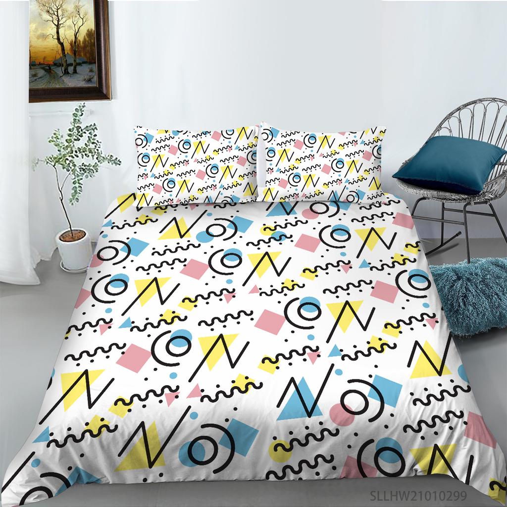 Abstract Geometric Pattern Digital Printing Quilt Cover Pillowcase Two Three Piece Set Polyester