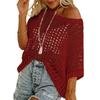 Top estivo sexy a maniche a cinque quarti con cut-out e traforato, pullover smock da spiaggia, maglione lavorato a maglia per donna