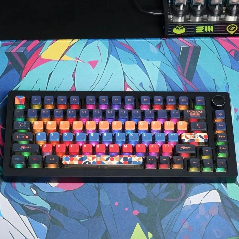 ASA Profile PBT Keycap Set 120 Keys Geometric Design For Mechanical Keyboards Switches 61 108 Layouts Keyboards Keycaps