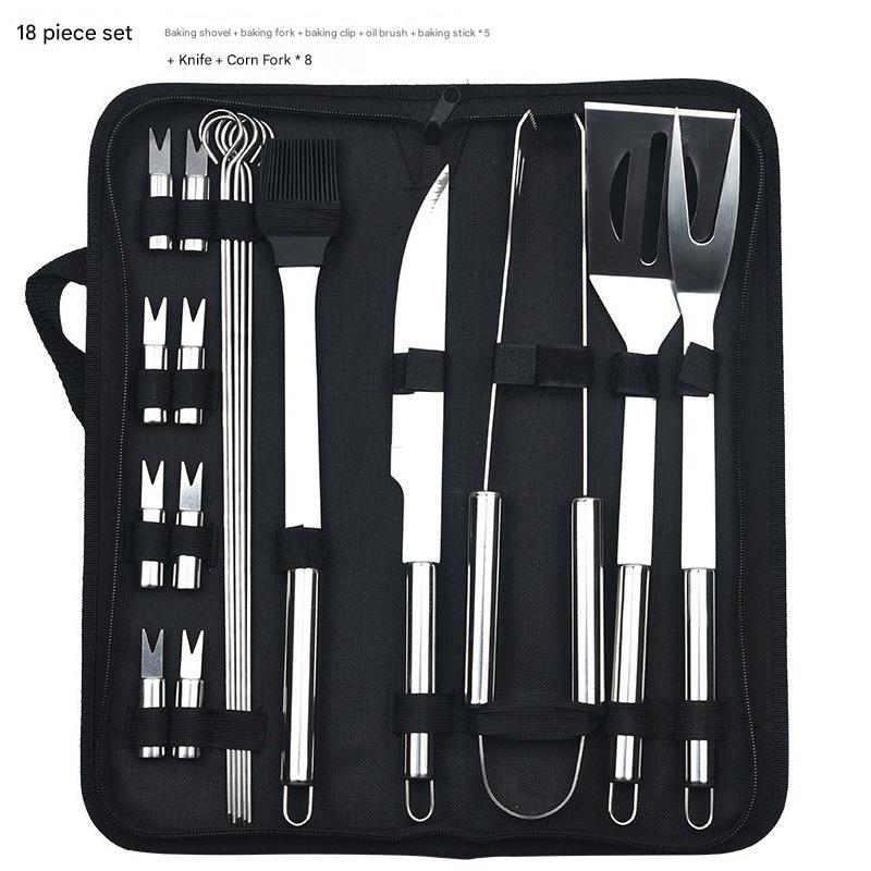 Stainless Steel Grill Set BBQ Combination Tools Set Barbecue Tools Set Outdoor BBQ Set Grill Set Patio BBQ Tools Set Tools for BBQ with Storage Bag