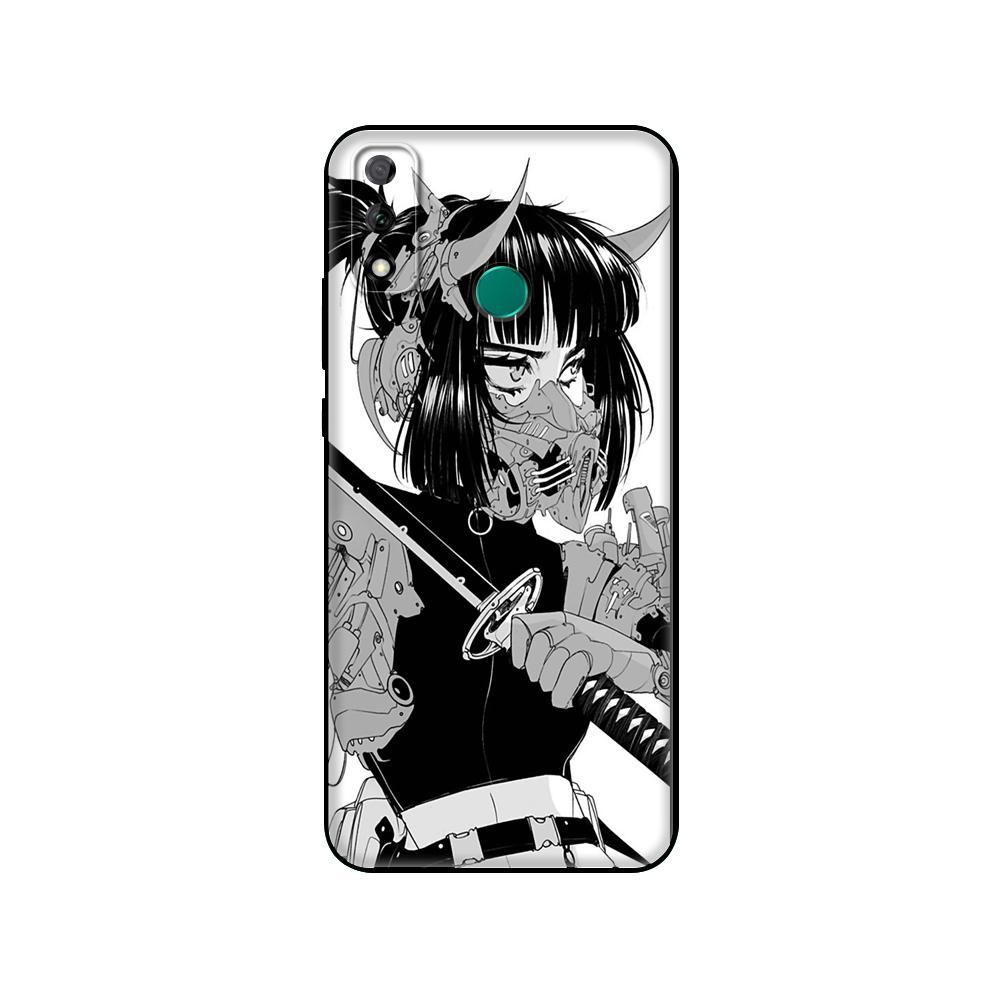 Černý TPU kryt pro Huawei Y9S Y6S Y8S Y5P Y7P Y8P Pouzdro pro Huawei Y5 lite Prime 2018 Y6 2019 Módní vintage umělecké dívčí vzor