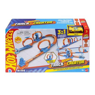 Hot Wheels Coffret Triple Boucle avec 1 Mini Véhicule Jouet 4 Ans et JDW39 Voiture, Coffret, Haut, Orange,