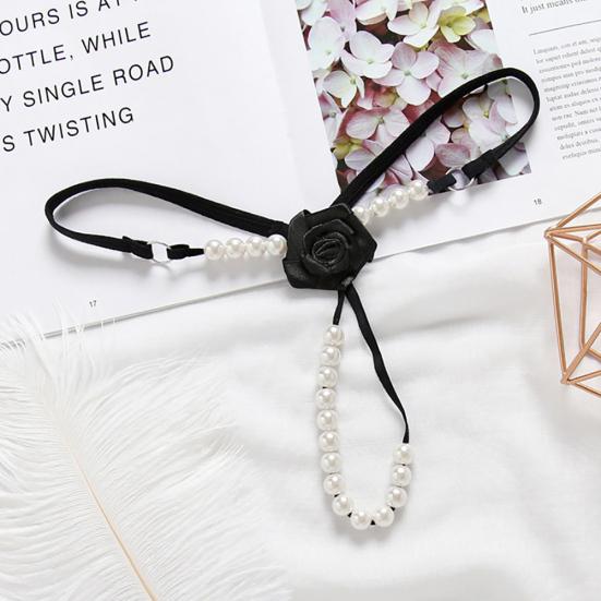 Kvinner Undertøy Flower Faux Pearls Thongs Sexy G String Transparent Truser