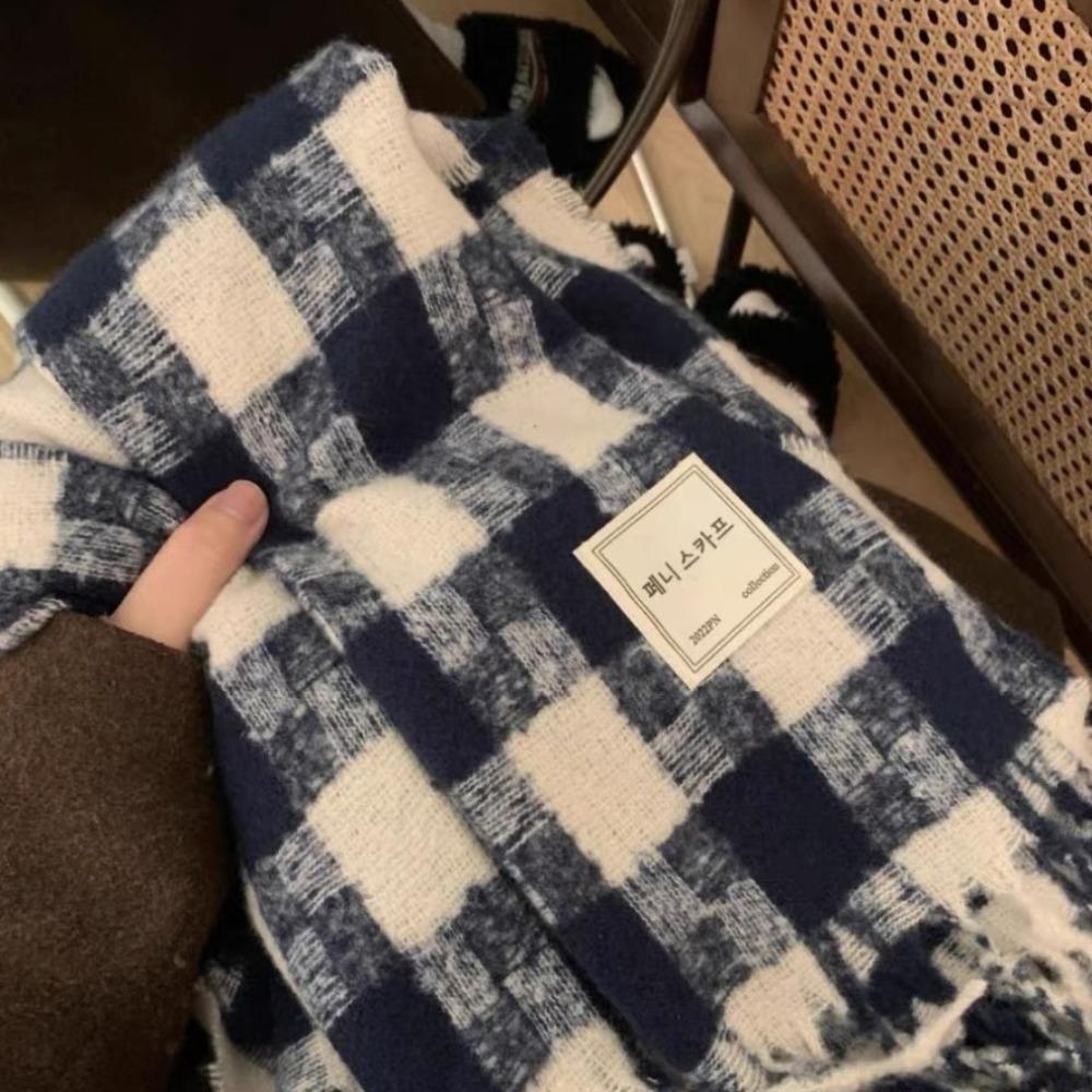 Plush Plaid Wool Scarf Cashmere Shawl Long Shawl Classic Winter Cashmere Scarves  Girl