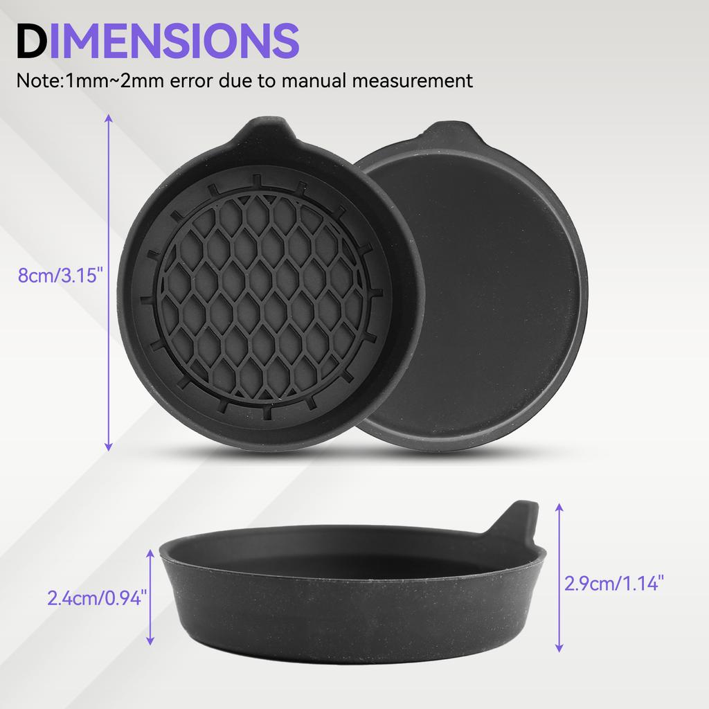 2pcs Car Cup Coaster Universal Non-Slip Insert Water Cup Holders Pads Mat Interior Accessories For Perfectly For Most Cups Black