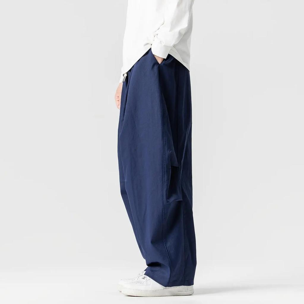 Autumn Men Streetwear Wide Leg Pants Men Cotton Casual Harem Pants Male Oversize Cargo Pants Men Joggers Soild Color Trousers