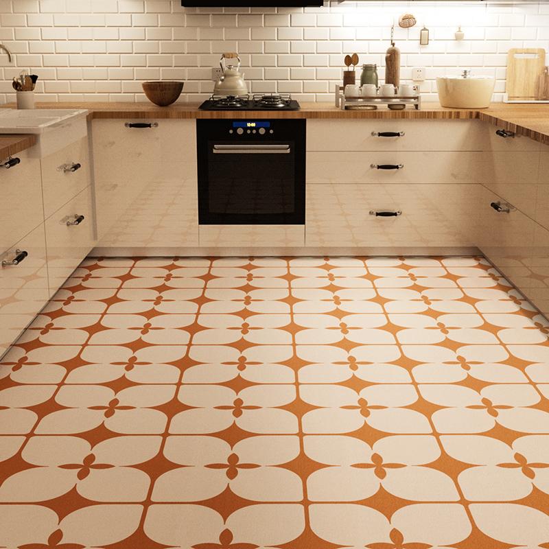 Geometric Pattern Kitchen Carpet Retro Floral PVC Carpets Plaid Ethnic Style Floor Mat Waterproof Non-slip Mats Anti-scratch Rug