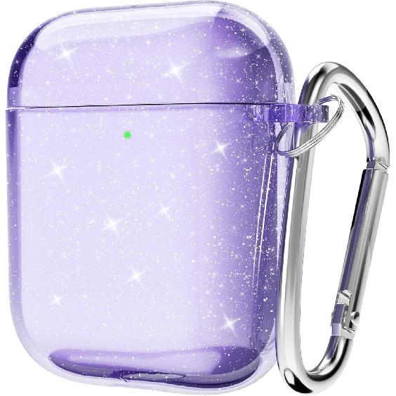 Svanove for Airpods Case Clear Glitter, Sparkly Bling Cute Airpods 1st 2nd Generation Case with Keychain, Hard Shell Girly Y2k Aesthetic Airpods