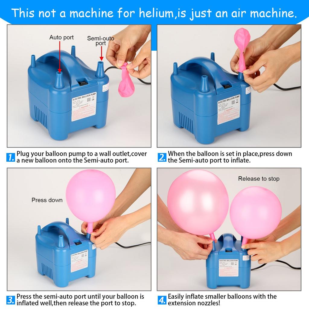 AGPtek High Speed Electronic Balloon Inflator Air Pump [2 Nozzles]