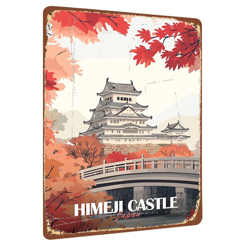 

Himeji Castle Autumn Scenery Metal Iron Painting Living Room Study Decorative Mural Home Wall Art Hanging Painting 20x30cm（7.8x11.8inch）